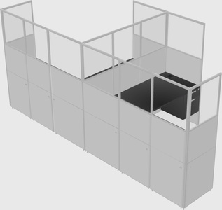 Shared l-shaped cubicle
