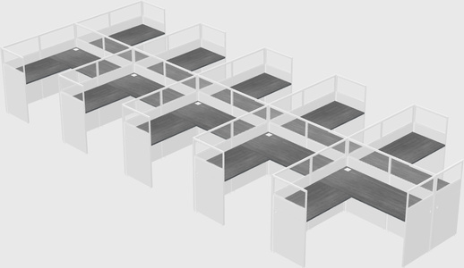 Shared l-shaped cubicle