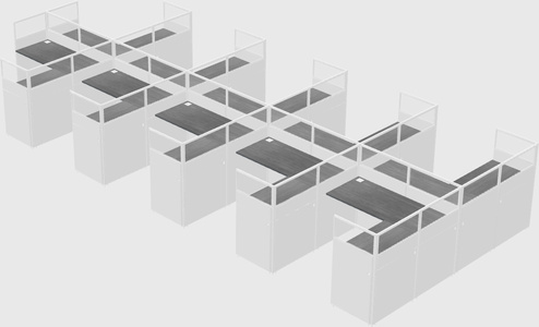 Shared l-shaped cubicle