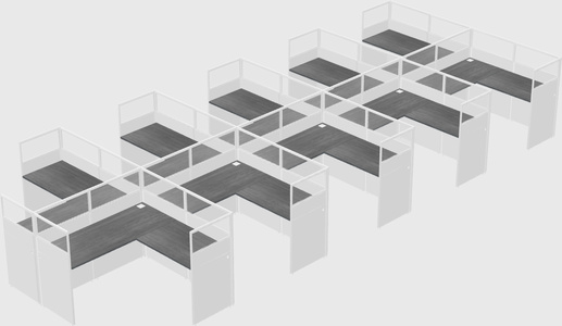 Shared l-shaped cubicle