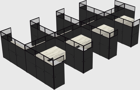 Shared l-shaped cubicle
