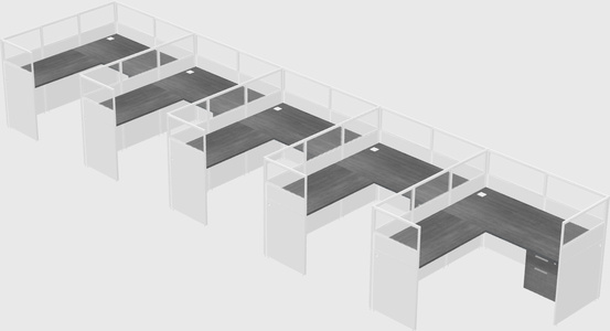 Shared l-shaped cubicle