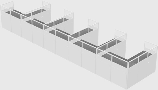 Shared l-shaped cubicle