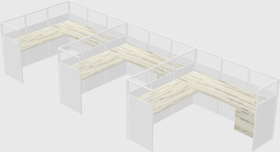 Shared l-shaped cubicle