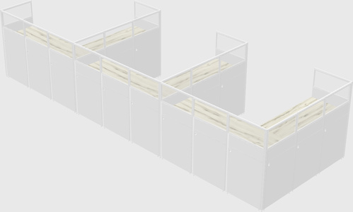 Shared l-shaped cubicle