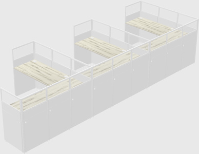 Shared l-shaped cubicle
