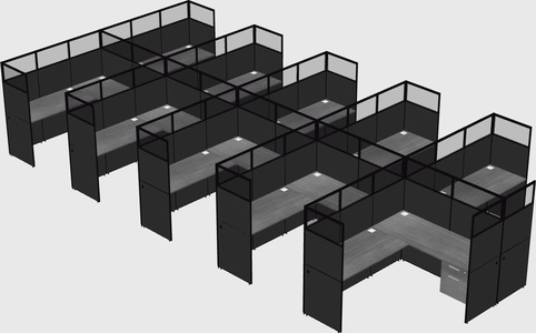 Shared l-shaped cubicle