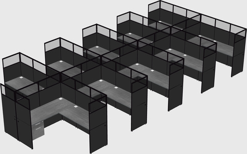 Shared l-shaped cubicle