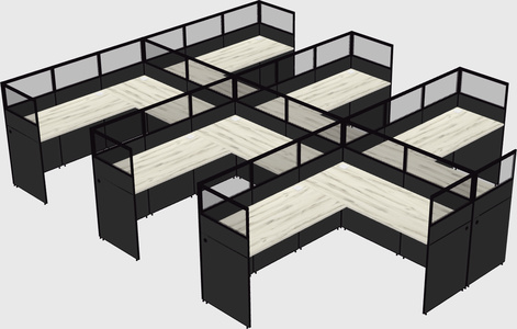 Shared l-shaped cubicle