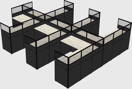 Shared l-shaped cubicle
