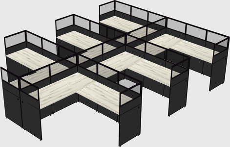 Shared l-shaped cubicle