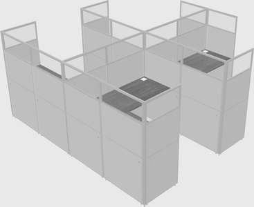 Shared l-shaped cubicle