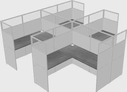 Shared l-shaped cubicle
