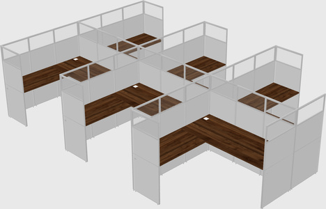 Shared l-shaped cubicle