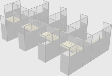 Shared l-shaped cubicle