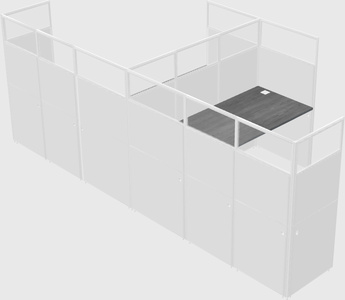Shared l-shaped cubicle