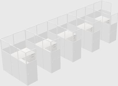 Shared l-shaped cubicle