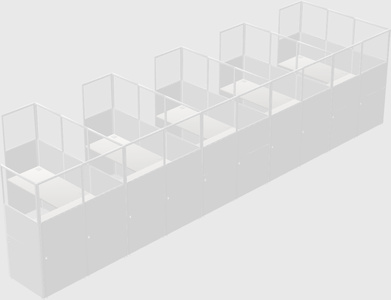 Shared l-shaped cubicle