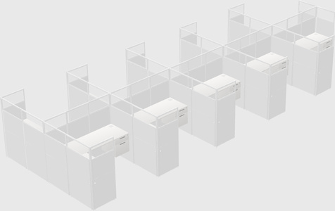 Shared l-shaped cubicle