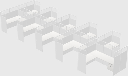 Shared l-shaped cubicle