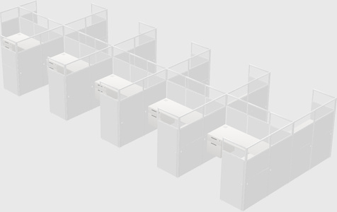 Shared l-shaped cubicle