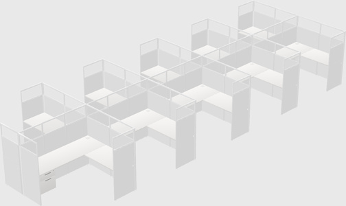 Shared l-shaped cubicle