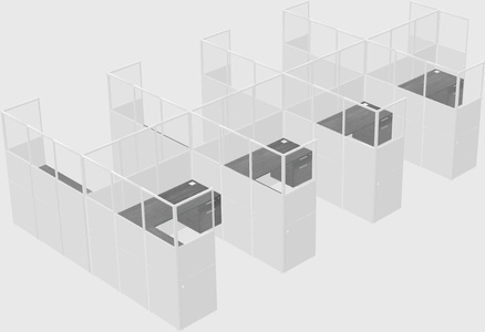 Shared l-shaped cubicle