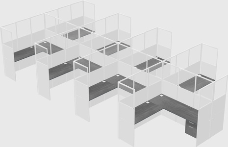 Shared l-shaped cubicle