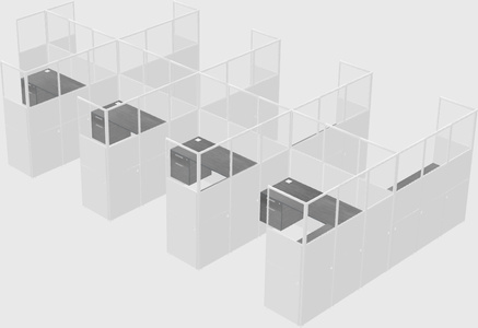 Shared l-shaped cubicle