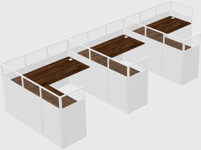 Shared l-shaped cubicle