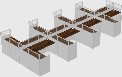 Shared l-shaped cubicle