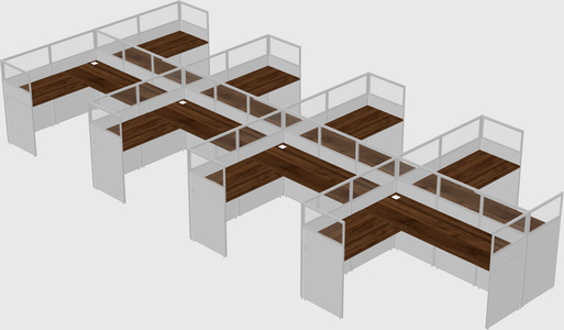 Shared l-shaped cubicle