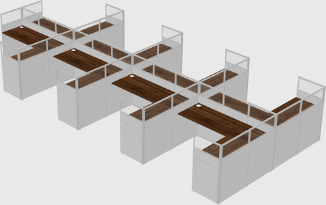 Shared l-shaped cubicle