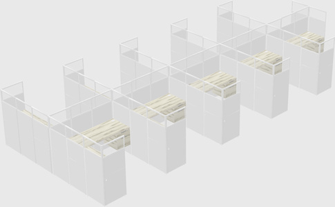 Shared l-shaped cubicle