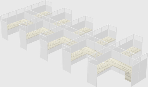 Shared l-shaped cubicle