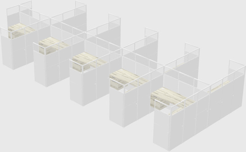 Shared l-shaped cubicle