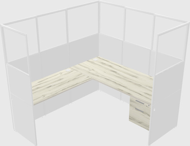 Shared l-shaped cubicle