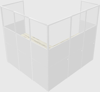 Shared l-shaped cubicle