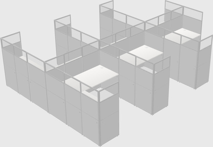 Shared l-shaped cubicle
