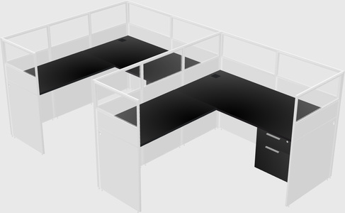 Shared l-shaped cubicle