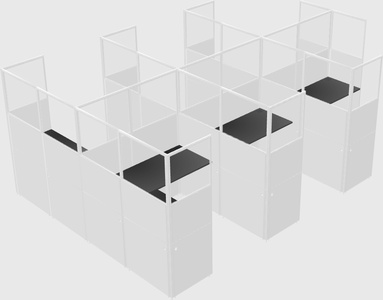 Shared l-shaped cubicle