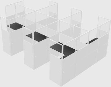 Shared l-shaped cubicle