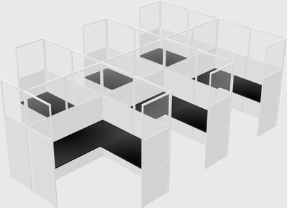 Shared l-shaped cubicle