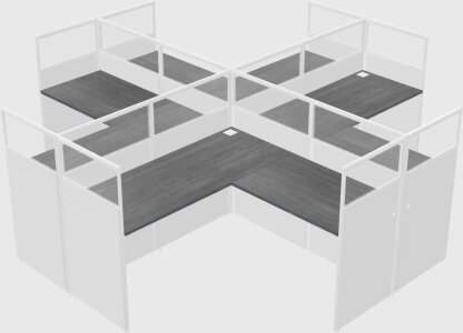 Shared L-shaped Workstations For 4 Persons With Panels