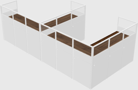 Shared l-shaped cubicle