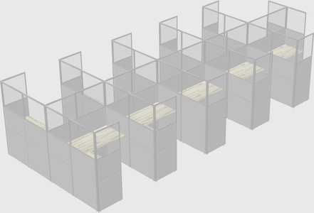 Shared l-shaped cubicle