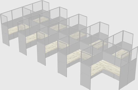 Shared l-shaped cubicle