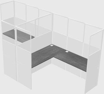 Shared l-shaped cubicle