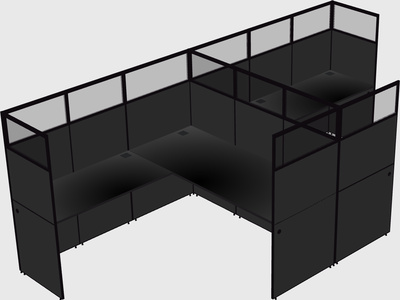 Nakabahaging l-shaped na cubicle
