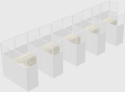 Shared l-shaped cubicle